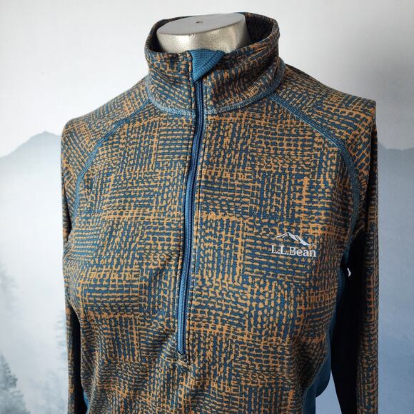 L.L. Bean Midweight Geometric Print (Rare) 1/4 Zip Base Layer | Men's M-Reg - Picture 2 of 12